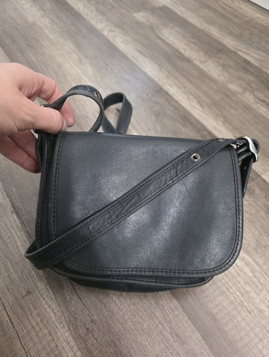 Coach Handbags - Vintage 90s COACH LUNE SADDLE BAG mini Classic Black Leather Crossbody Y2K